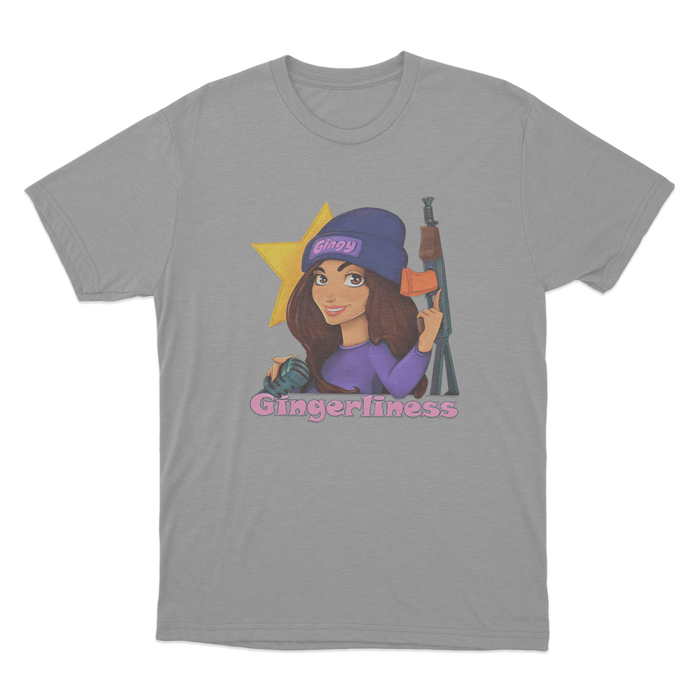 GINGERLINESS Cartoon Girl Unisex T Shirt Grey GINGERLINESS Cartoon Girl Unisex T Shirt Grey