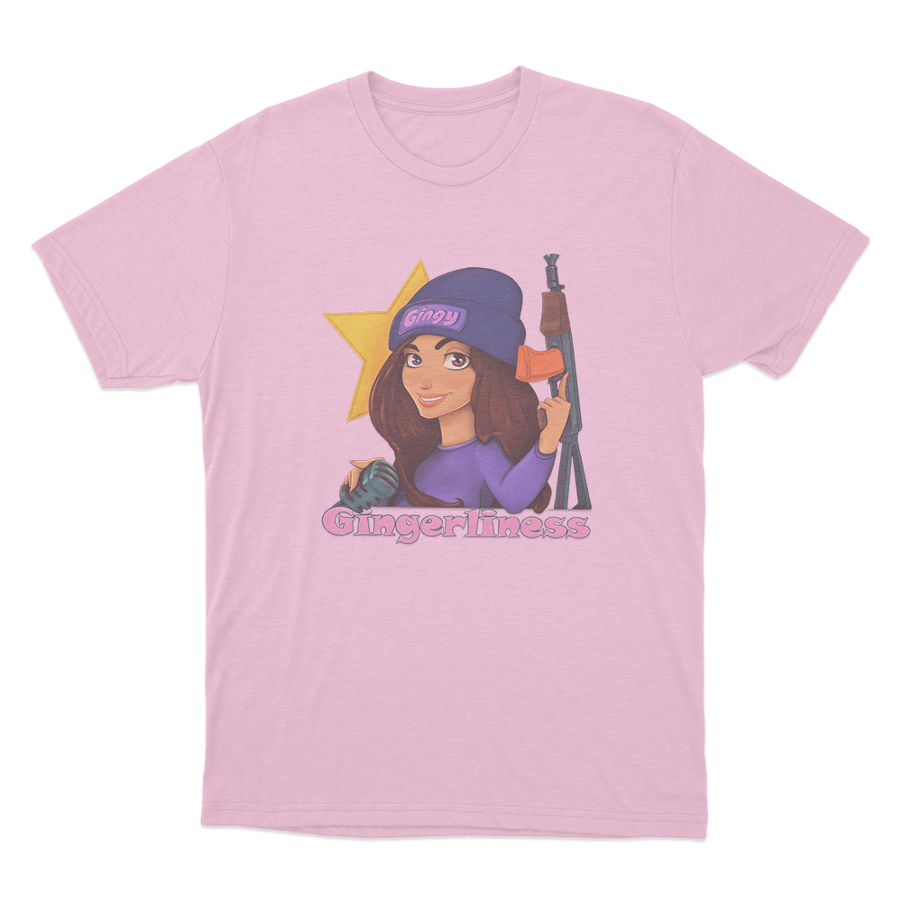 GINGERLINESS Cartoon Girl Unisex T Shirt Pink GINGERLINESS Cartoon Girl Unisex T Shirt Pink