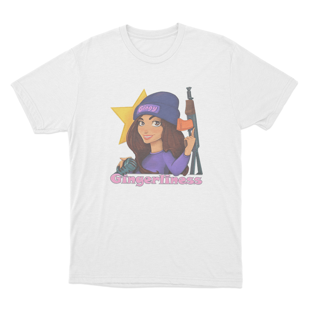 GINGERLINESS Cartoon Girl Unisex T Shirt White GINGERLINESS Cartoon Girl Unisex T Shirt White